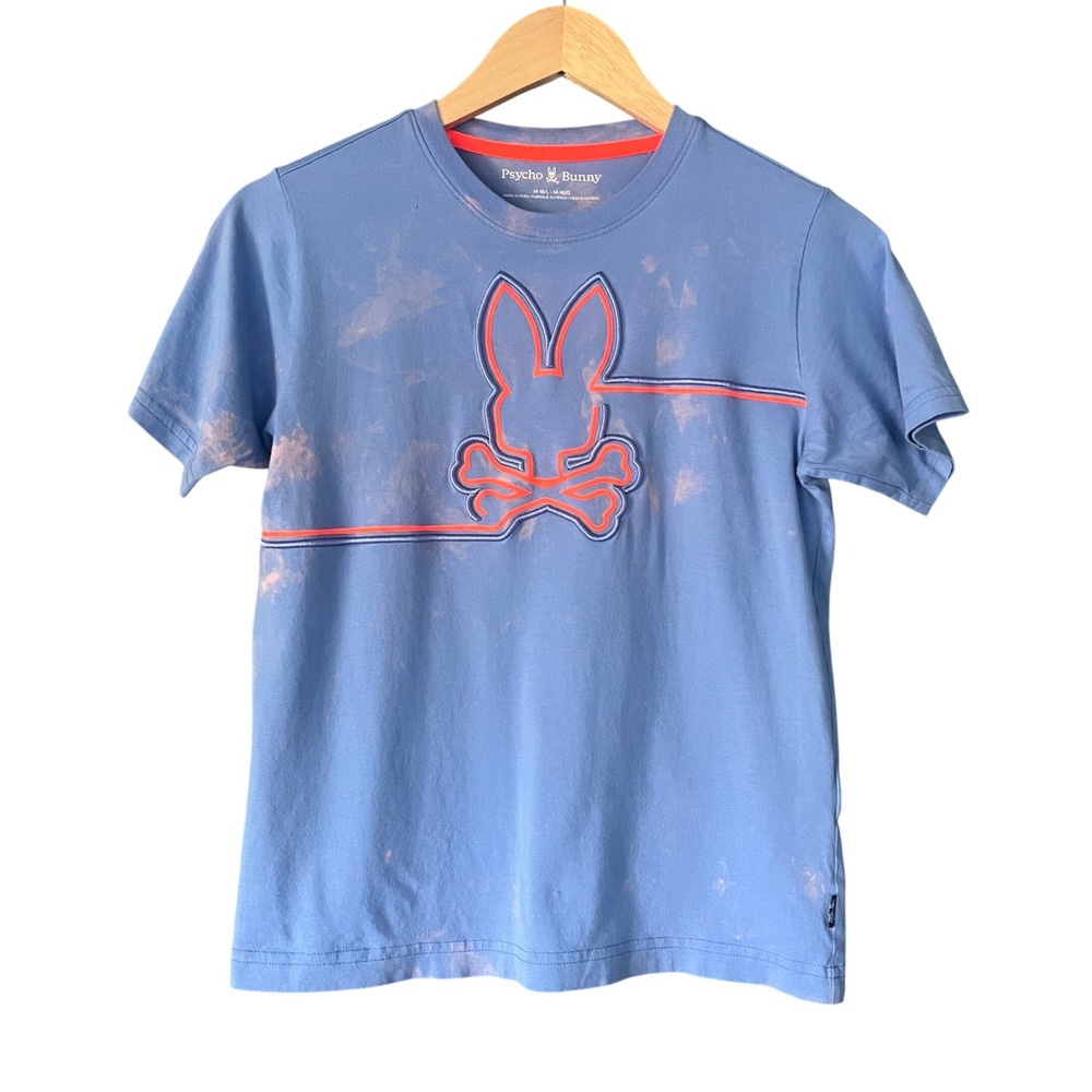 Psycho Bunny Boys Blue Tie Dye Graphic T Shirt Size L/14-16